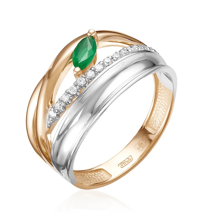 Кольцо из золота с камнем Бриллиант, Изумруд фото, цены