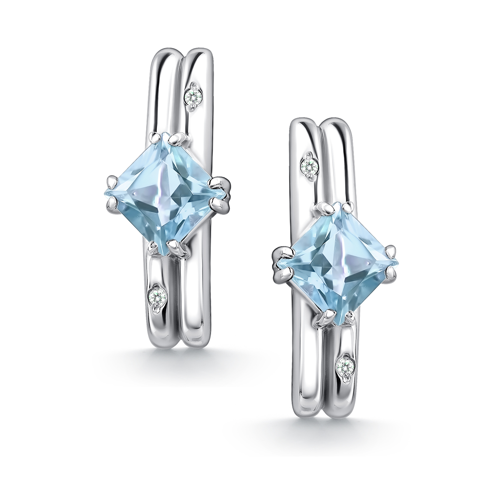 Серьги из серебра с камнем Топаз, Бриллиант фото, цены