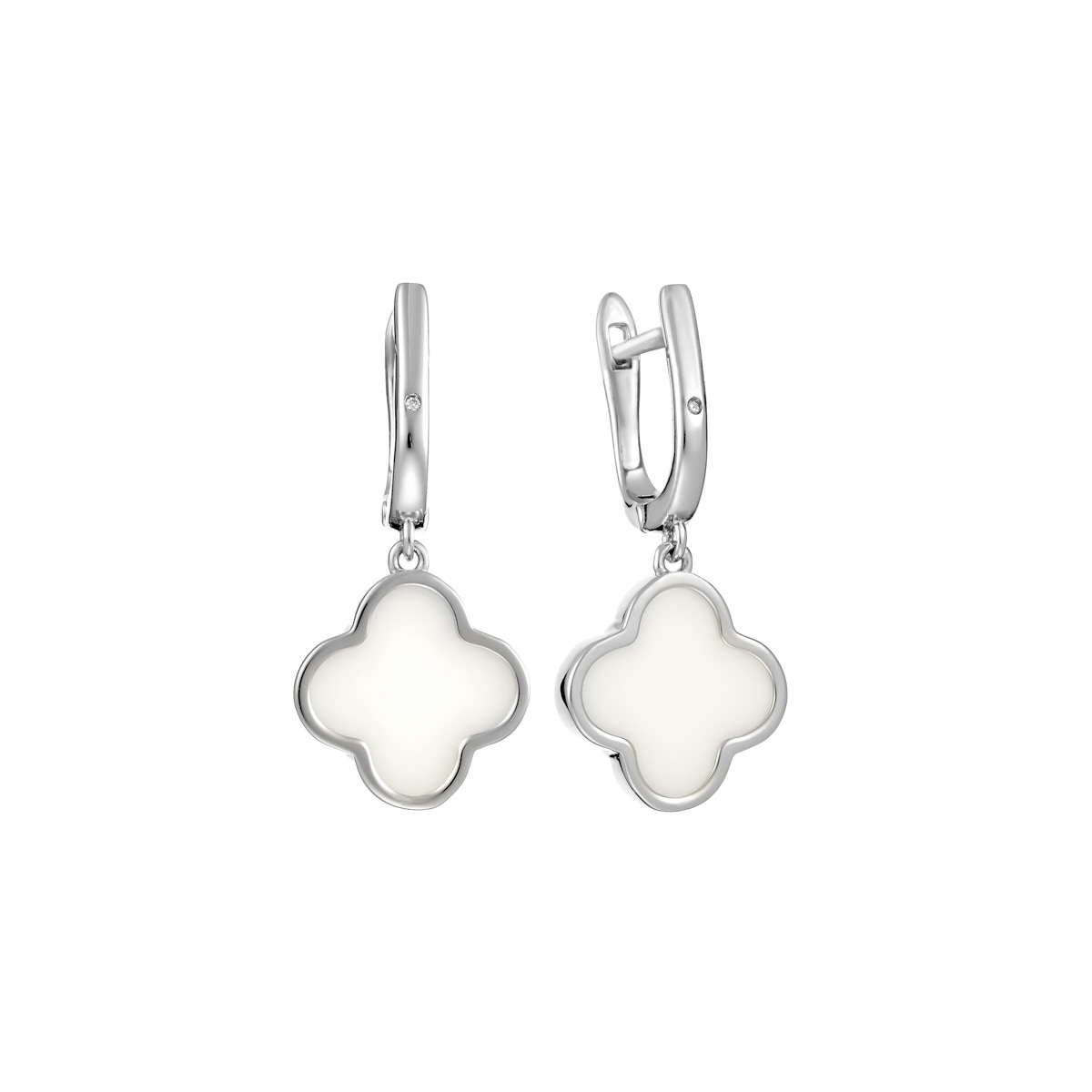 Серьги из серебра с камнем Фианит, вставками керамики фото, цены