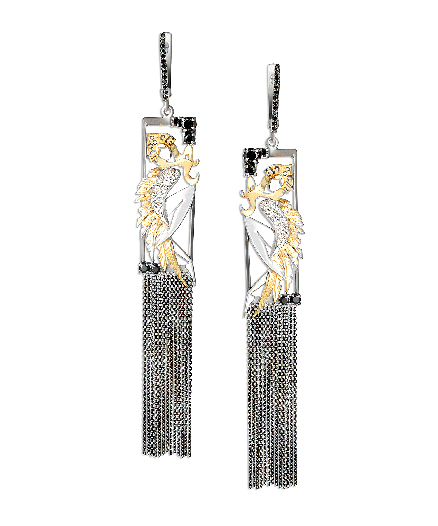 Серьги из серебра с камнем Фианит, вставками эмали фото, цены