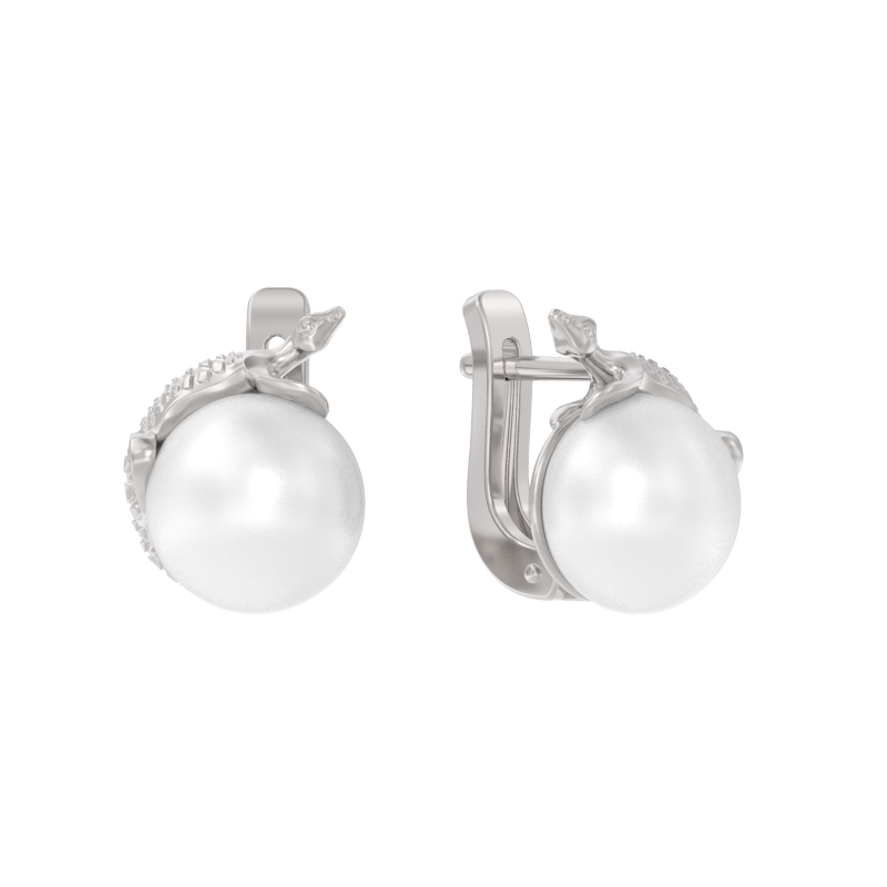 Серьги из серебра с камнем Жемчуг фото, цены