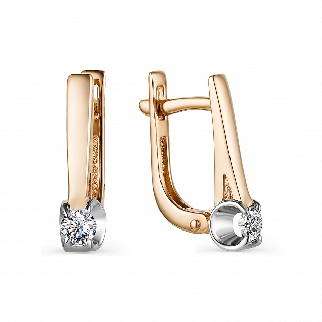 Серьги из золота с камнем Бриллиант фото, цены