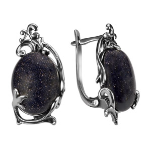 Серьги из серебра с камнем Агат фото, цены