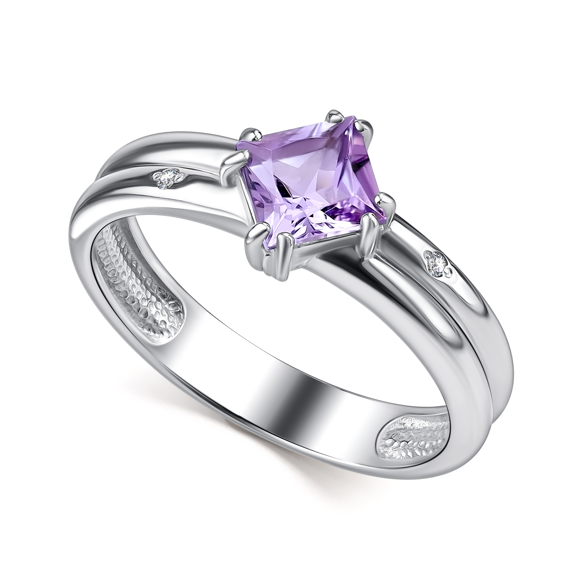 Кольцо из серебра с камнем аметист, Бриллиант фото, цены