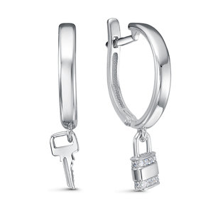 Серьги из серебра с камнем Фианит фото, цены