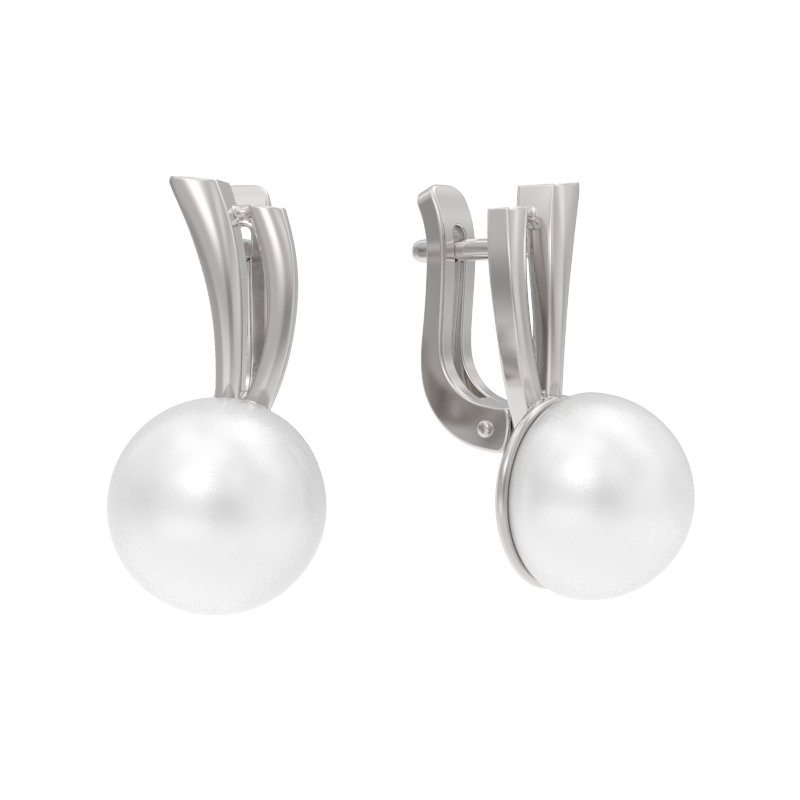 Серьги из серебра с камнем Жемчуг фото, цены