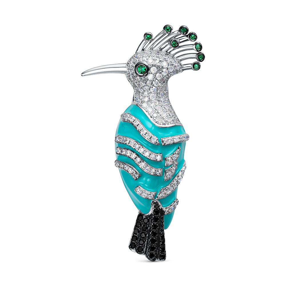 Брошь из серебра с камнем вставками эмали, Циркон фото, цены