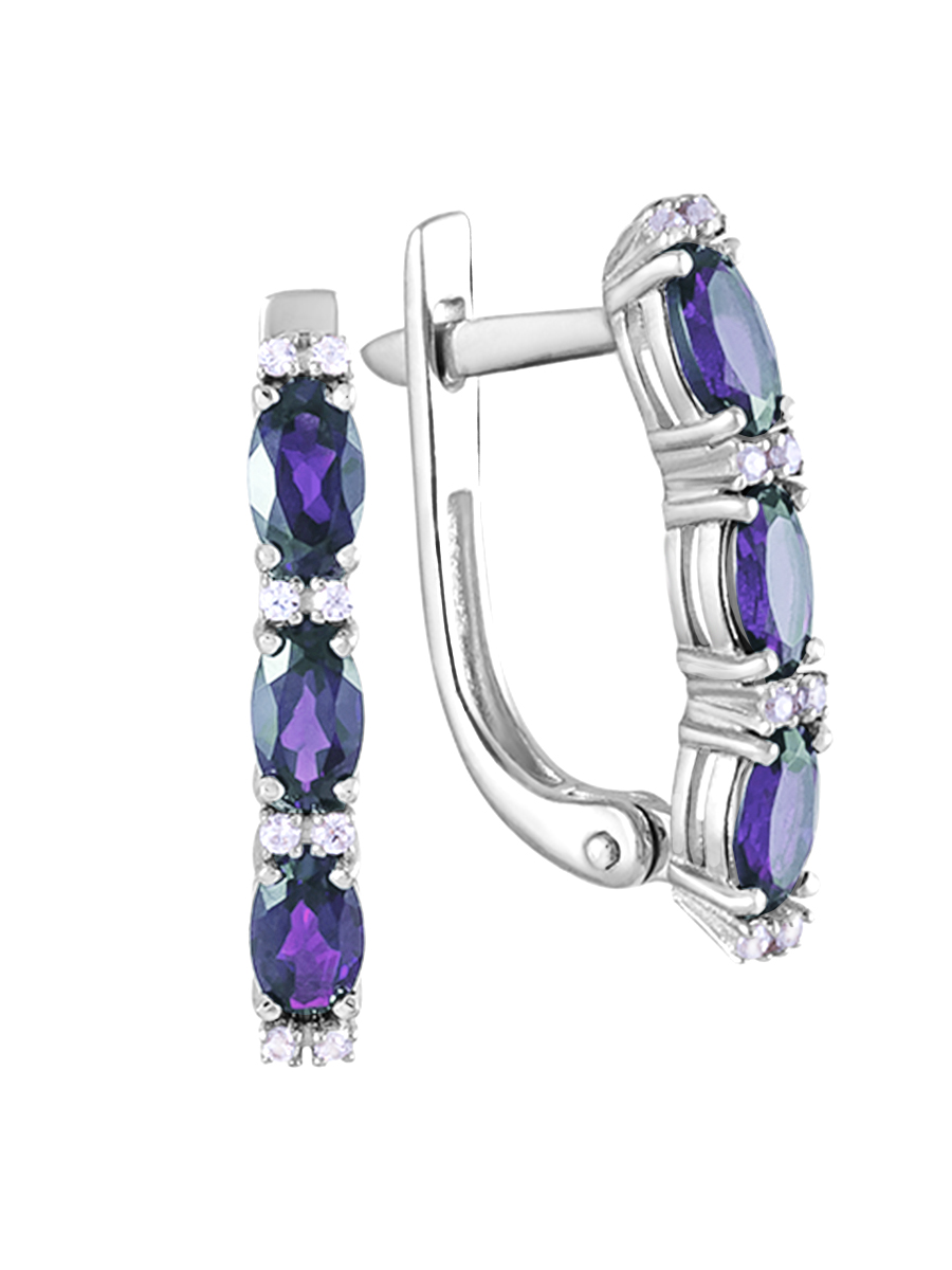 Серьги из золота с камнем Бриллиант, Танзанит фото, цены