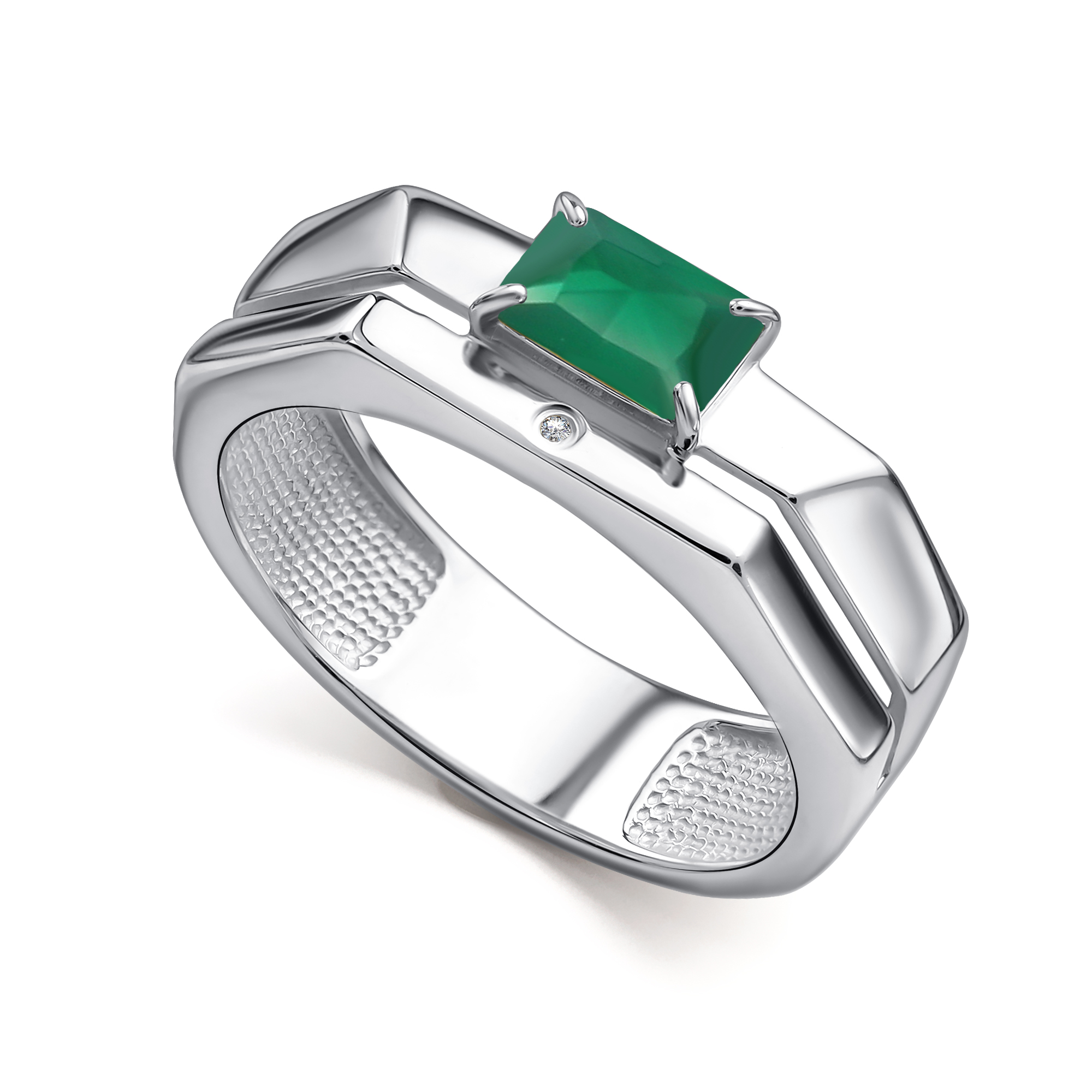 Кольцо из серебра с камнем Агат, Бриллиант фото, цены