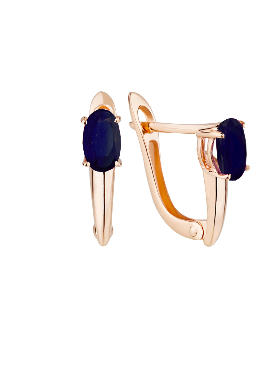 Серьги из белого золота с камнем Сапфир фото, цены