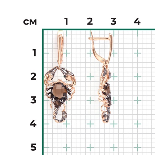 Серьги из золота с камнем Кварц фото, цены