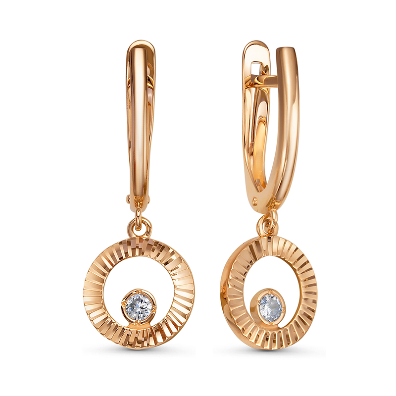 Серьги из золота с камнем Фианит фото, цены