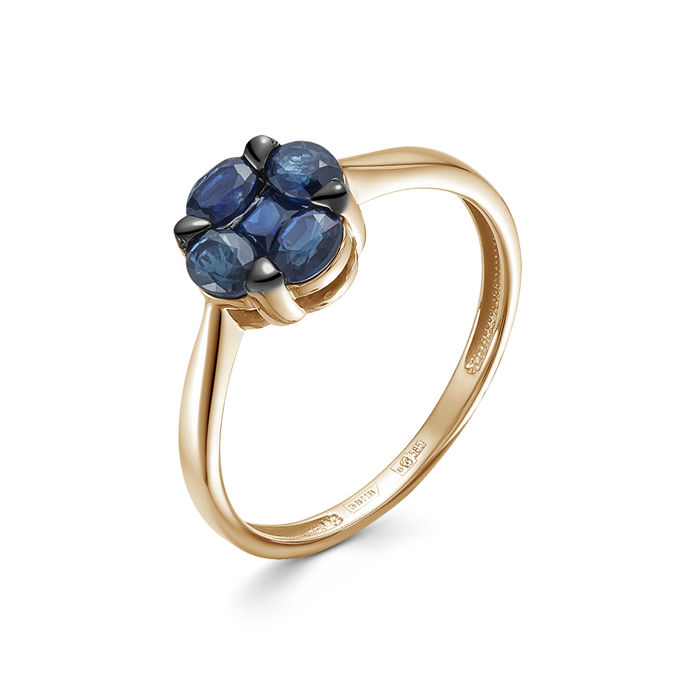 Кольцо из золота с камнем Сапфир фото, цены