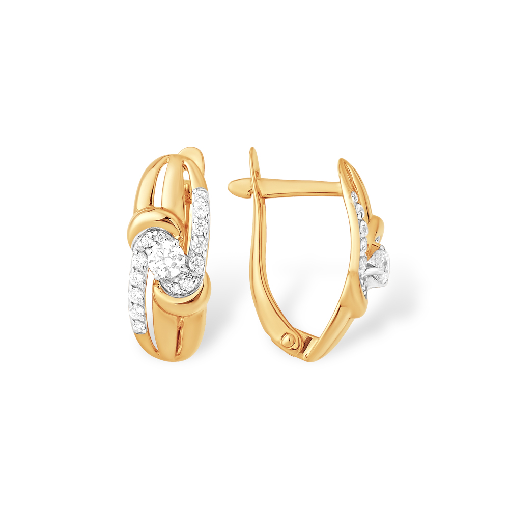 Серьги из золота с камнем Фианит фото, цены