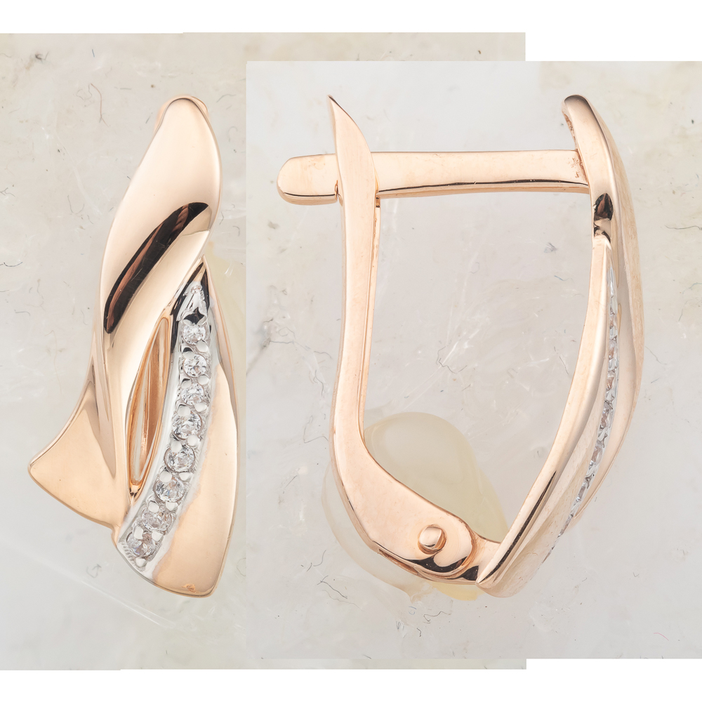 Серьги из золота с камнем Фианит фото, цены