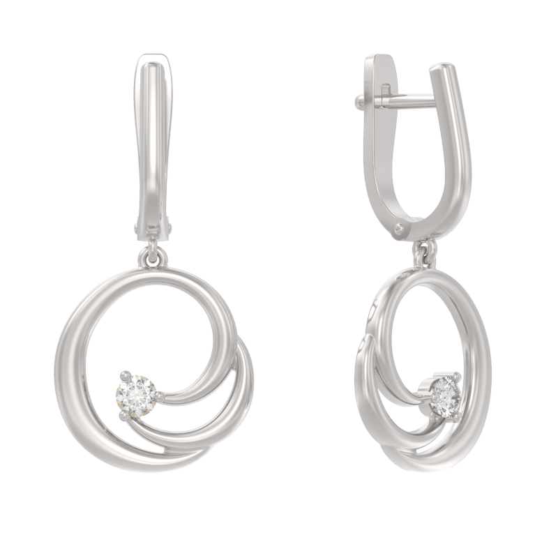 Серьги из серебра с камнем Фианит фото, цены