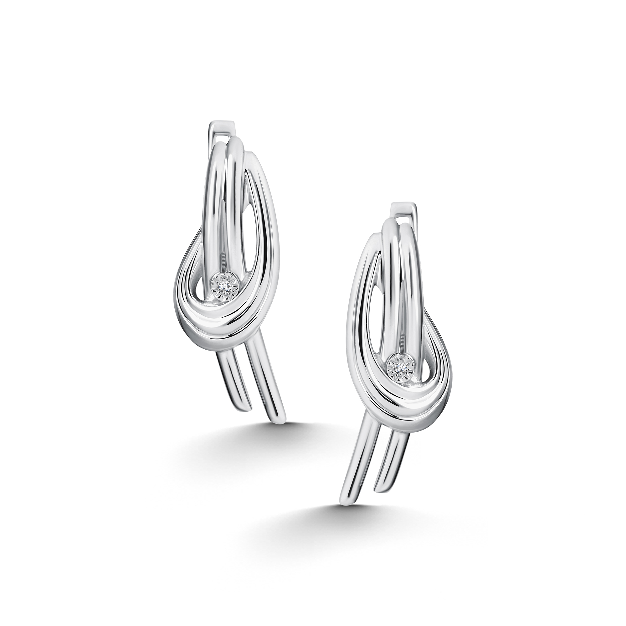 Серьги из серебра с камнем Бриллиант фото, цены