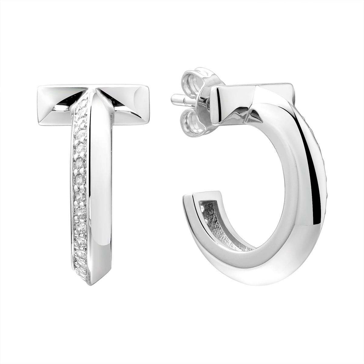 Серьги из серебра с камнем Фианит фото, цены