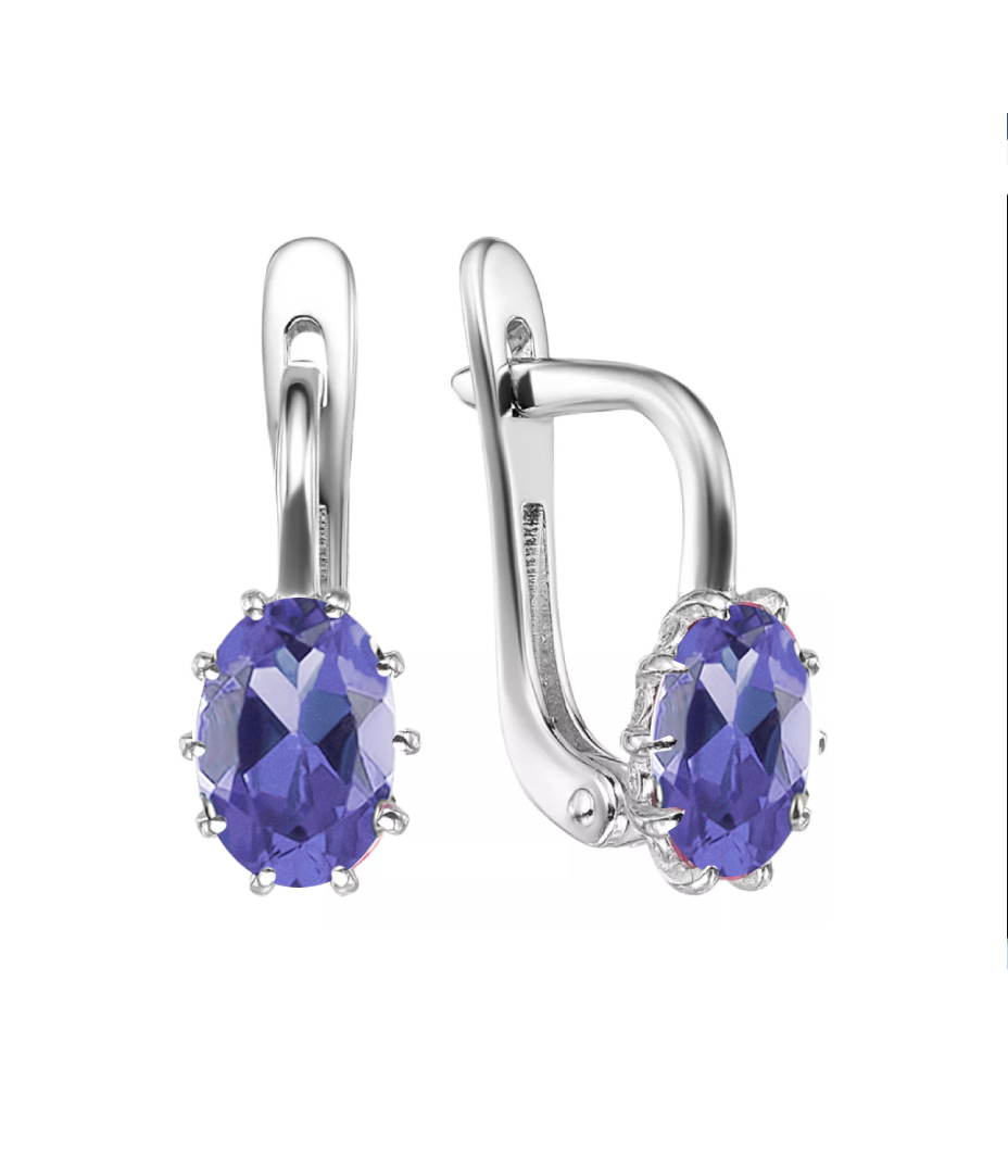 Серьги из золота с камнем Танзанит фото, цены