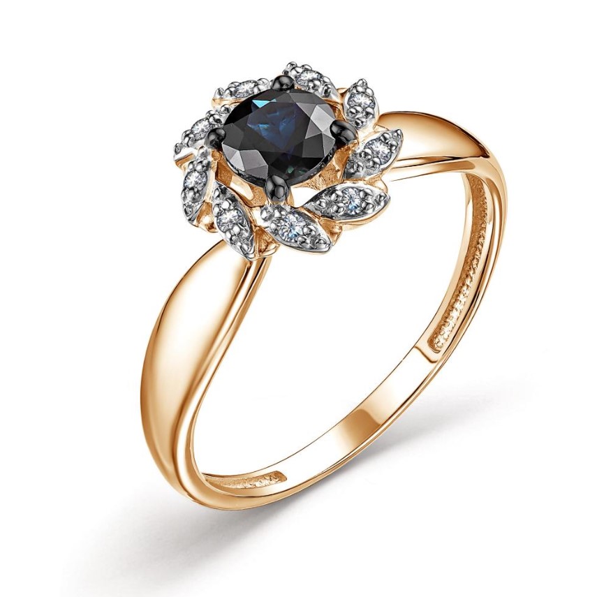 Кольцо из золота с камнем Бриллиант, Сапфир фото, цены