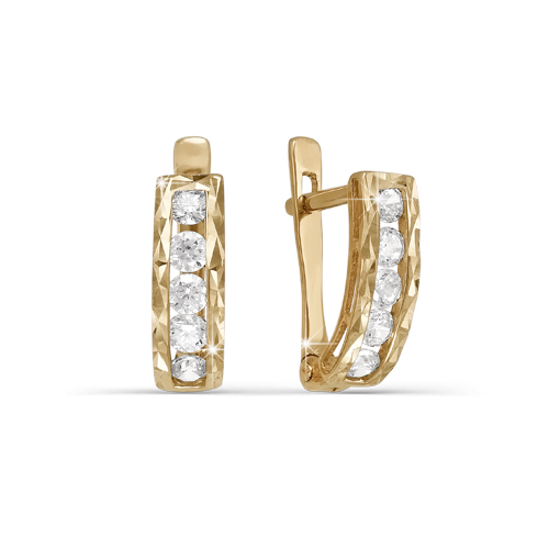 Серьги из золота с камнем Фианит фото, цены