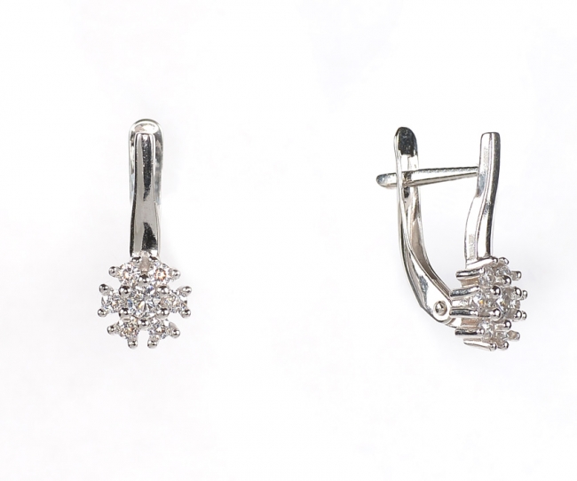 Серьги из серебра с камнем Фианит фото, цены