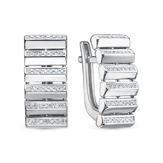 Серьги из серебра с камнем Фианит фото, цены