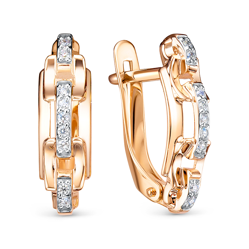 Серьги из золота с камнем Фианит фото, цены