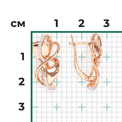 Серьги из золота с камнем Фианит фото, цены