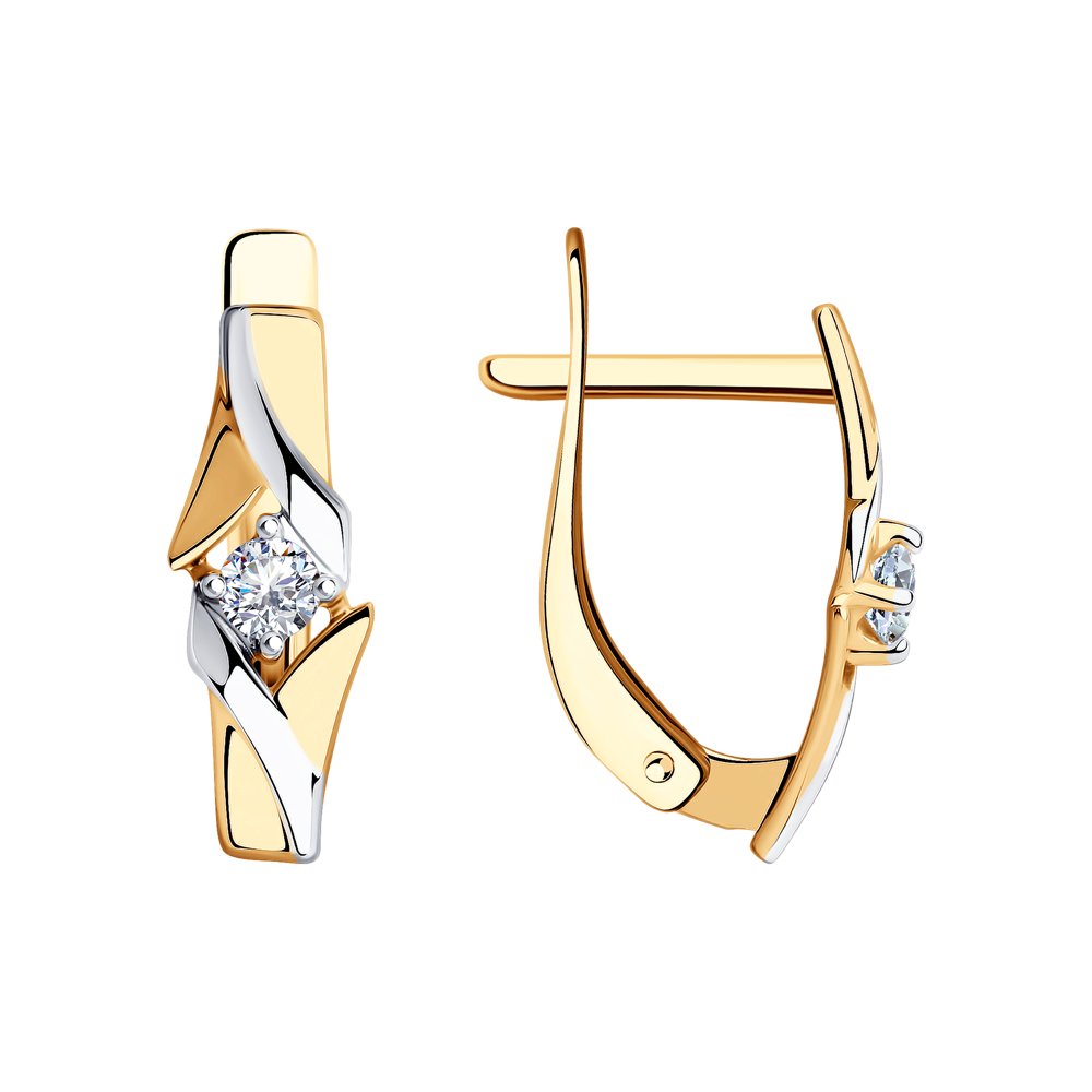 Серьги из золота с камнем Фианит фото, цены