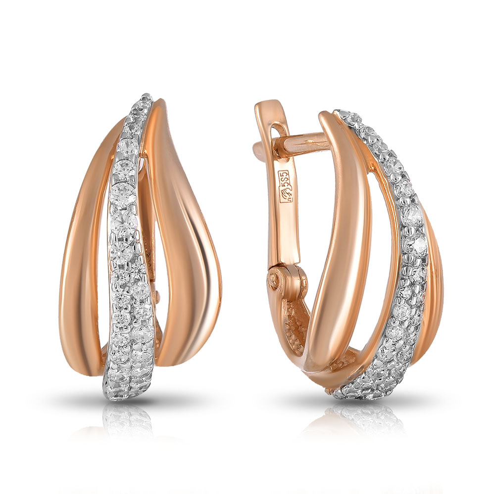 Серьги из золота с камнем Куб цирконий фото, цены