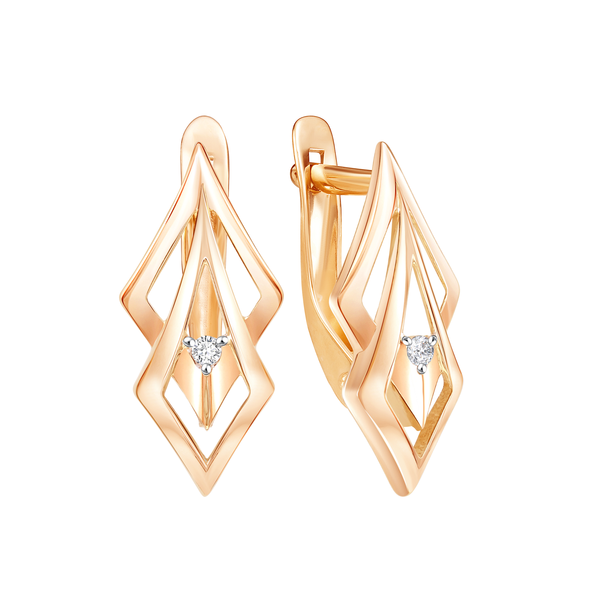 Серьги из золота с камнем Фианит фото, цены