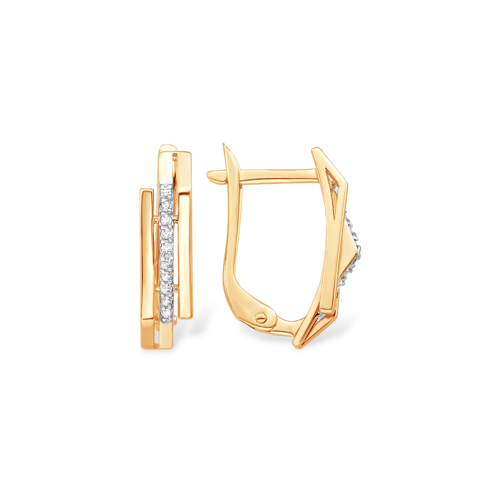 Серьги из золота с камнем Фианит фото, цены