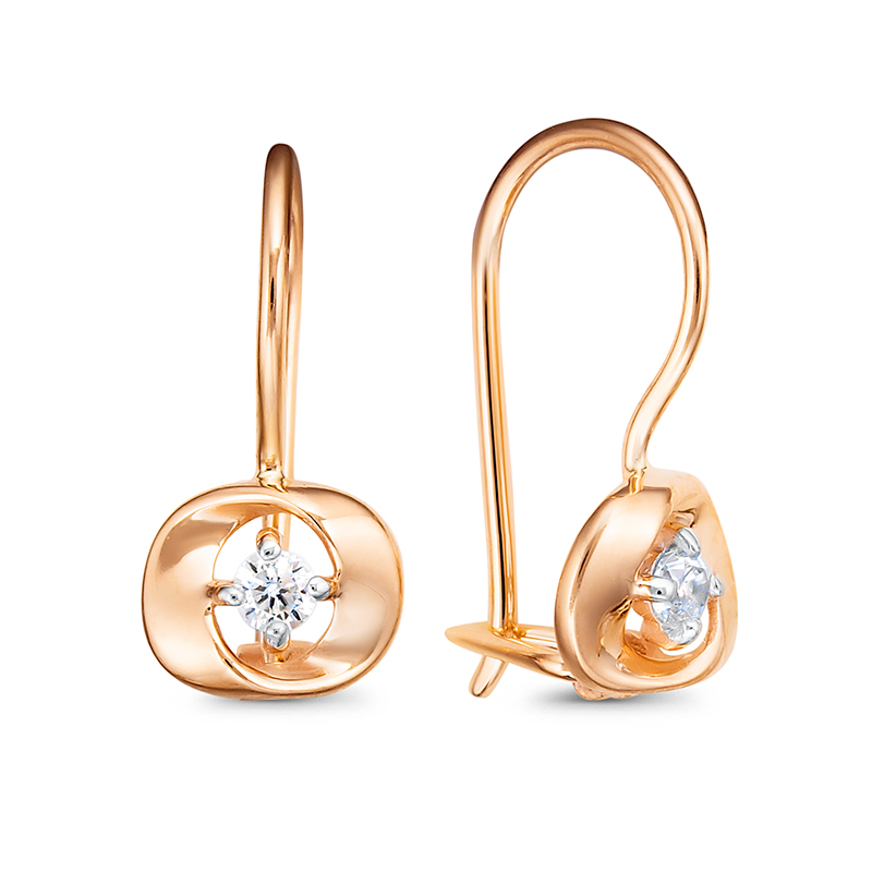 Серьги из золота с камнем Фианит фото, цены