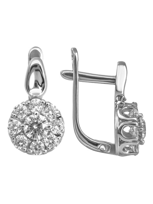 Серьги из серебра с камнем Фианит фото, цены