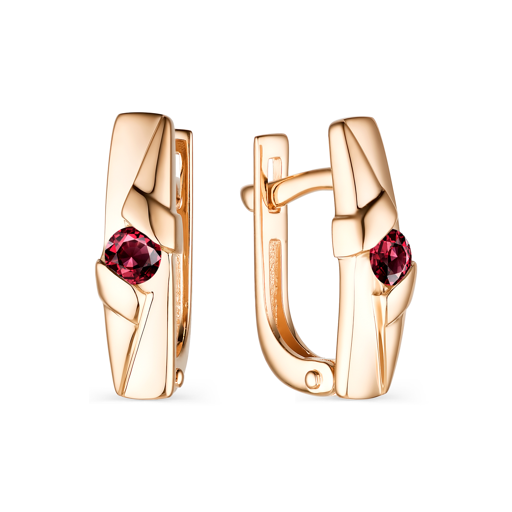 Серьги из золота с камнем Рубин фото, цены