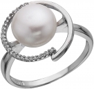 Кольцо из серебра с камнем Жемчуг, Циркон фото, цены