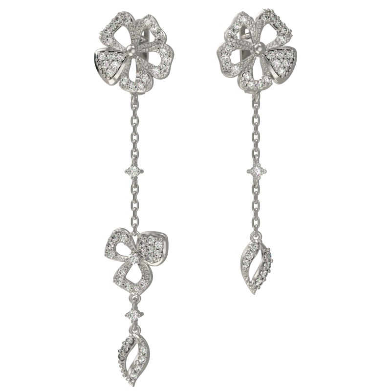 Серьги из серебра с камнем Фианит фото, цены