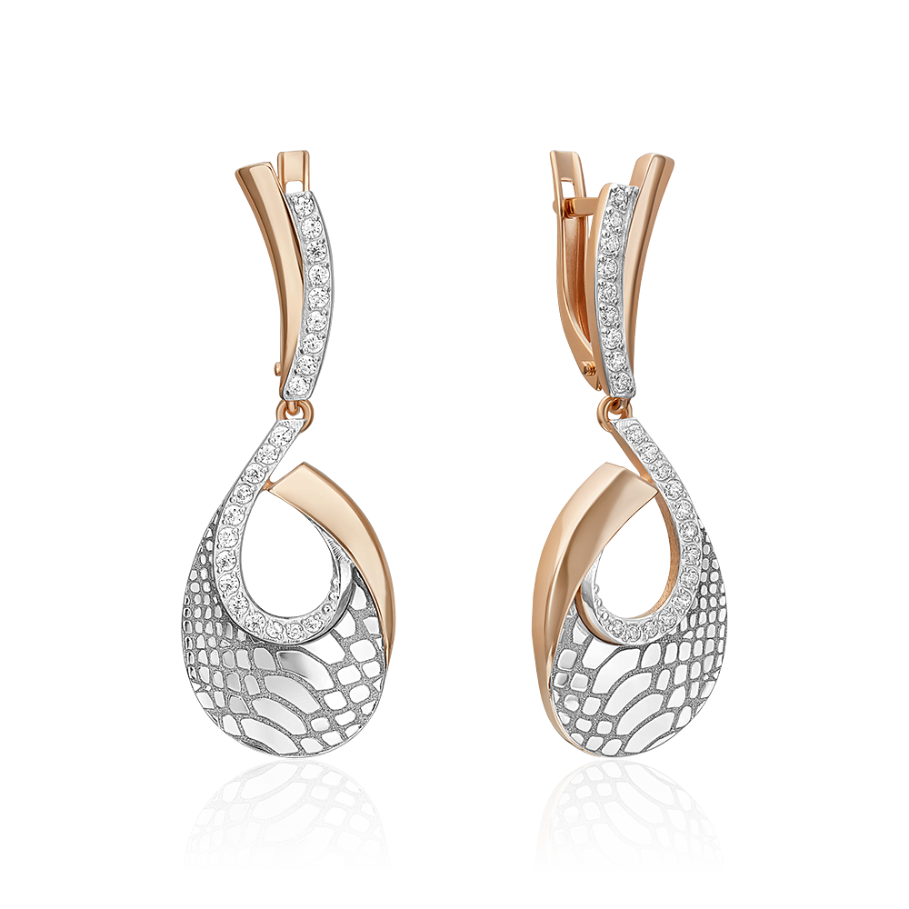 Серьги из золота с камнем Фианит фото, цены