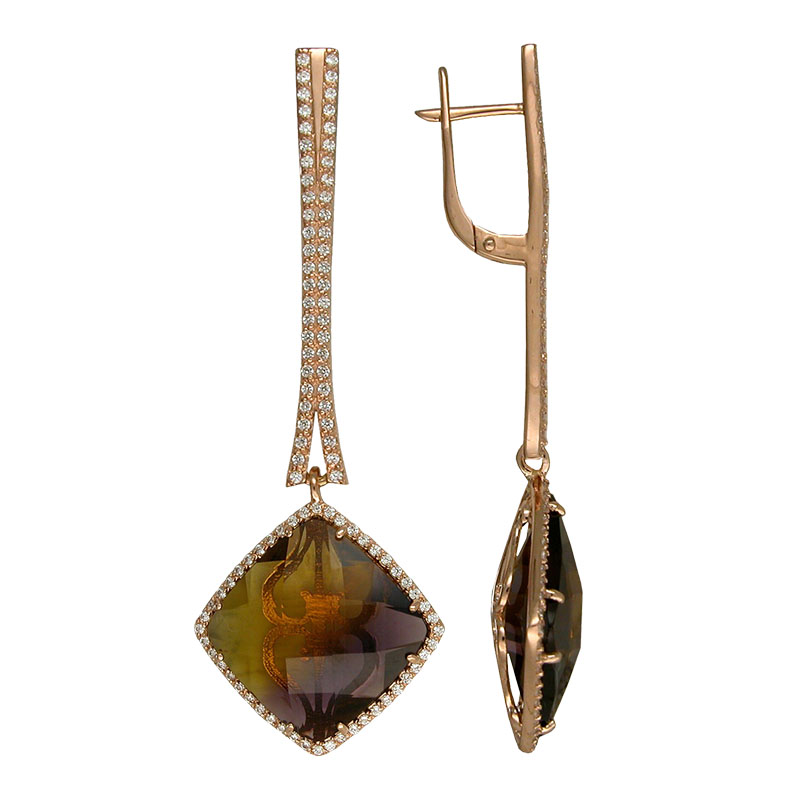 Серьги из серебра с камнем Фианит, Ситалл фото, цены