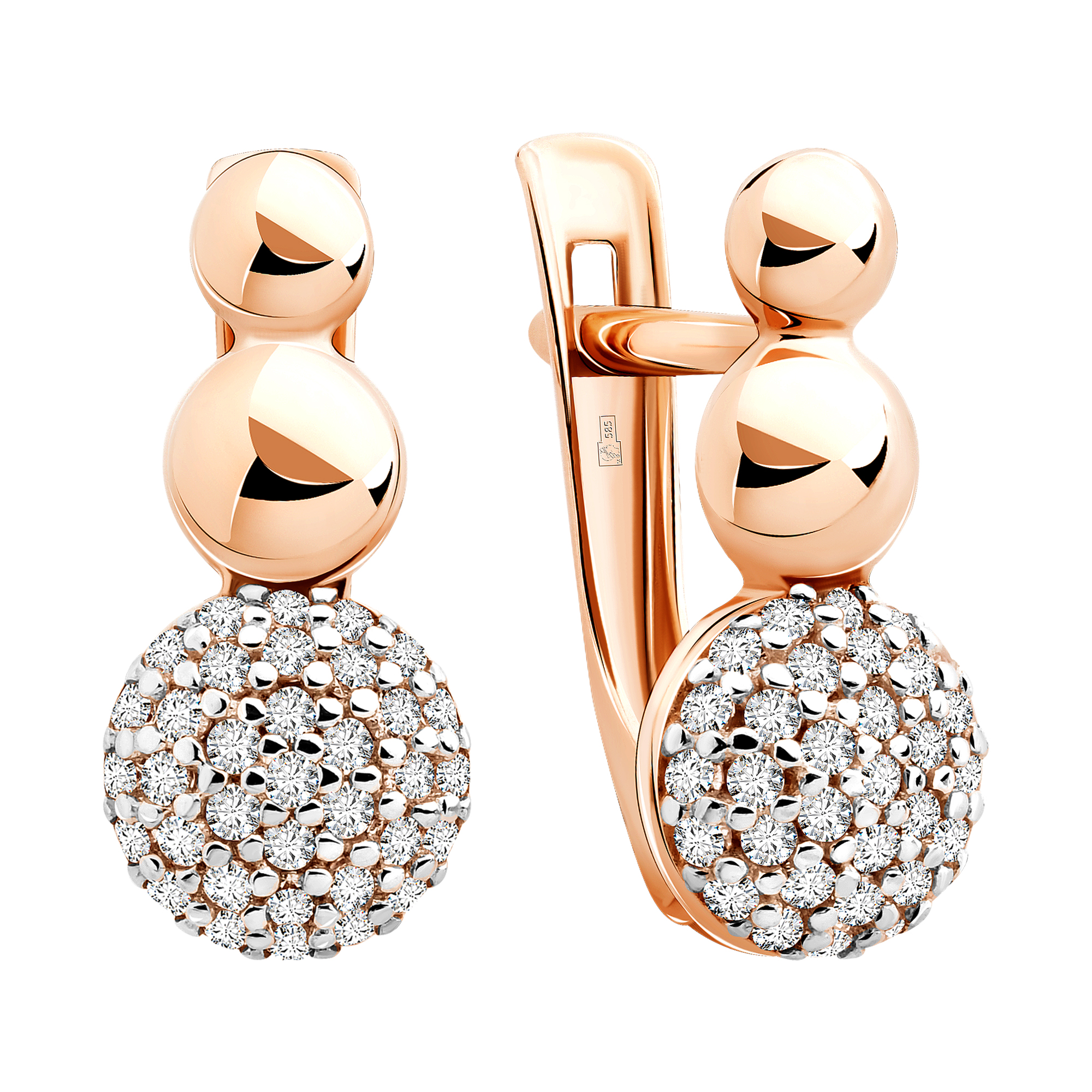 Серьги из золота с камнем Куб цирконий фото, цены