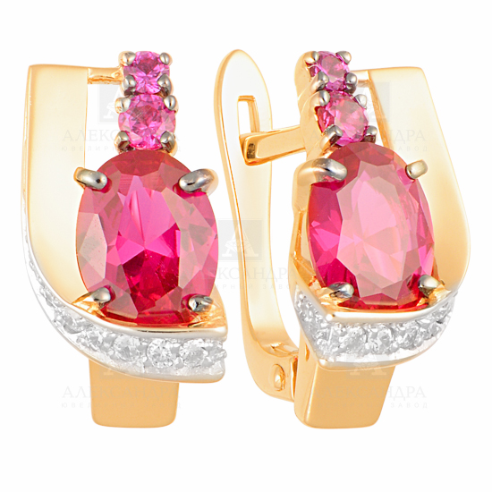 Серьги из золота с камнем Фианит, Кварц фото, цены