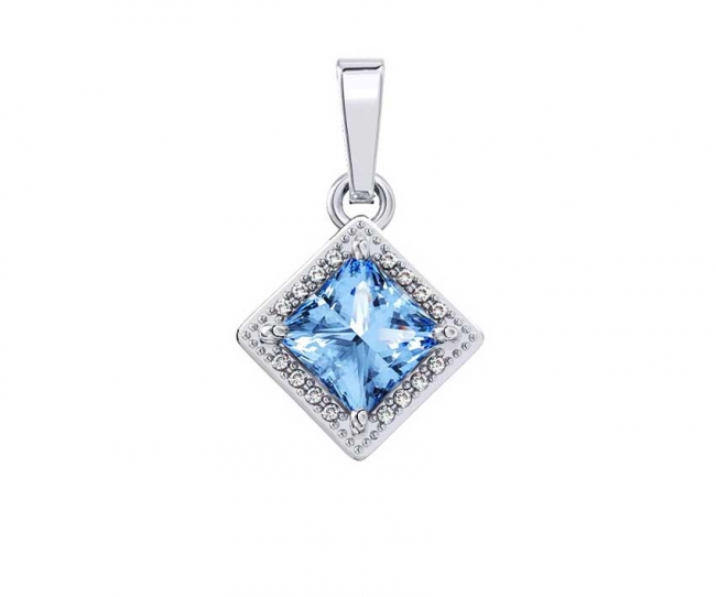 Подвеска из серебра с камнем Фианит, Кварц син. фото, цены