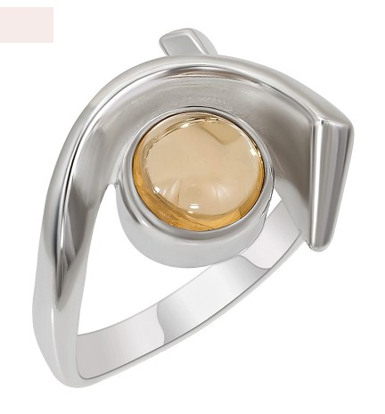 Кольцо из серебра с камнем Цитрин фото, цены