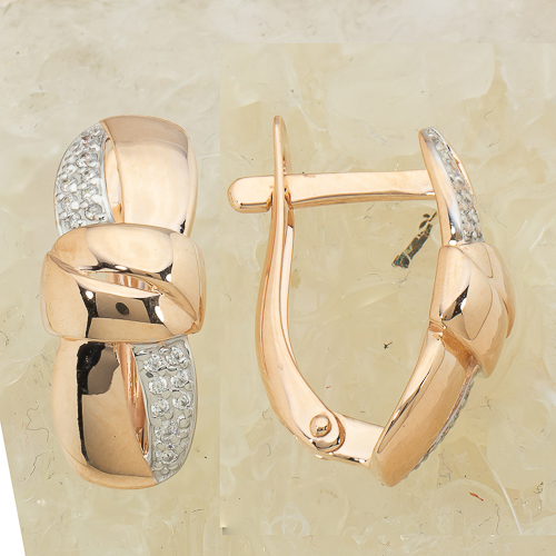 Серьги из золота с камнем Фианит фото, цены