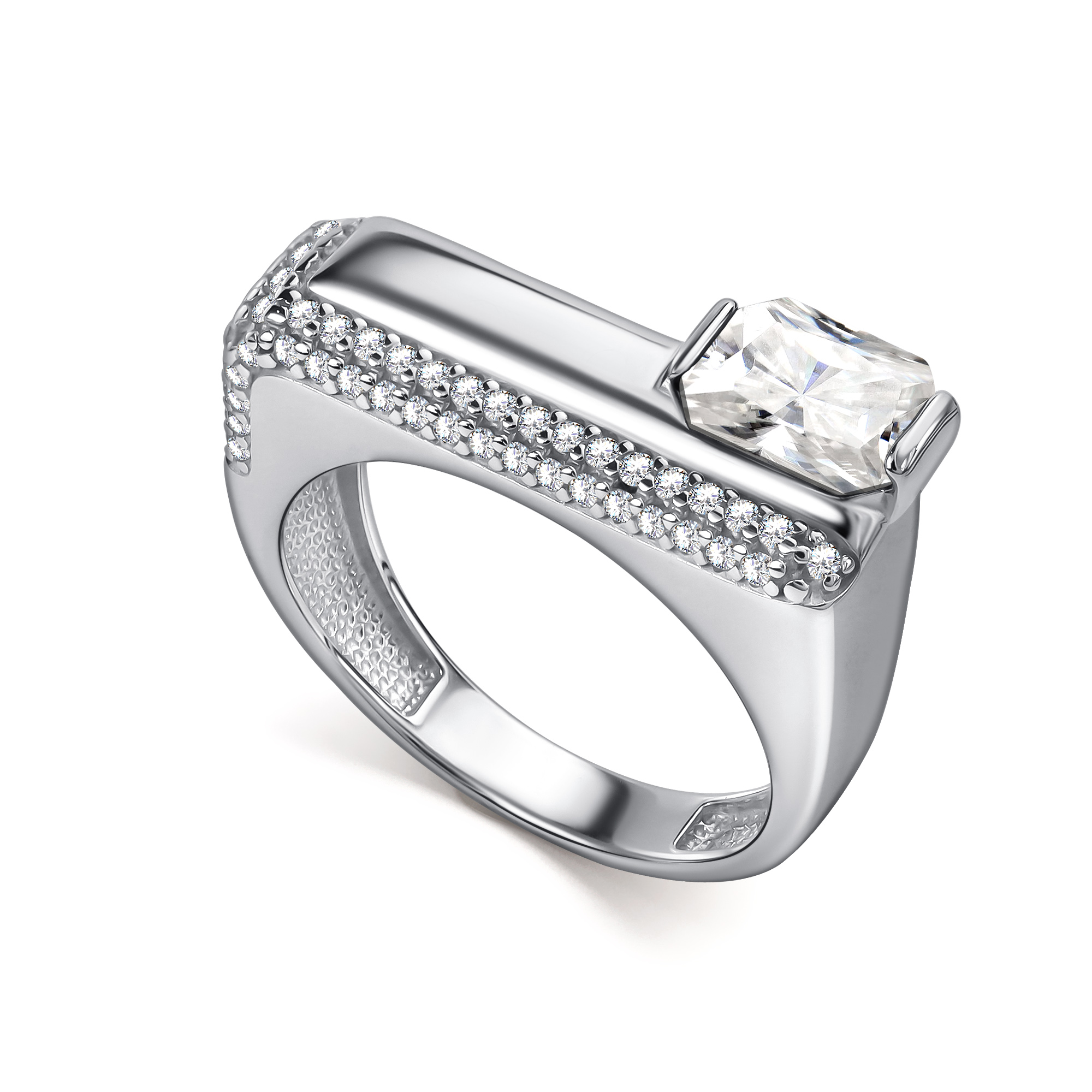 Кольцо из серебра с камнем Фианит, Горный хрусталь фото, цены