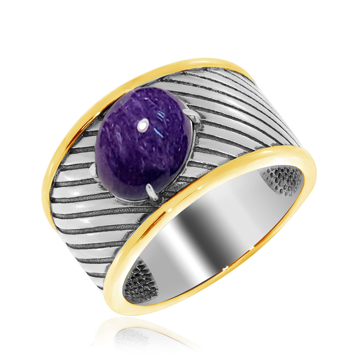 Кольцо из серебра с камнем Чароит фото, цены