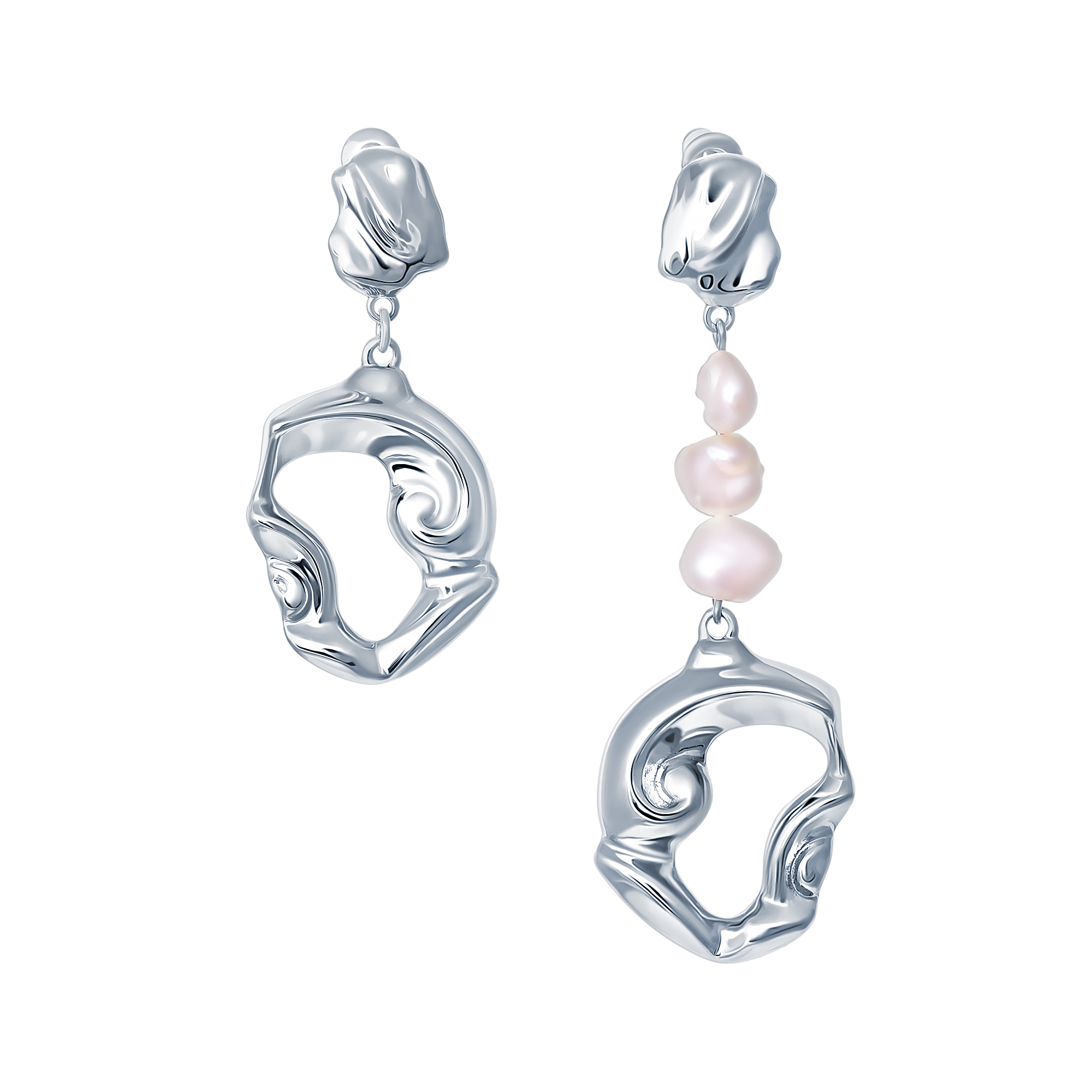 Серьги из серебра с камнем Жемчуг фото, цены