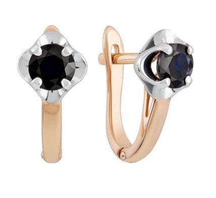 Серьги из золота с камнем Сапфир фото, цены