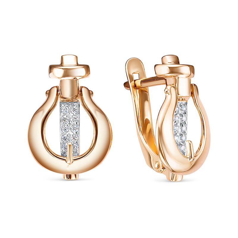 Серьги из золота с камнем Фианит фото, цены